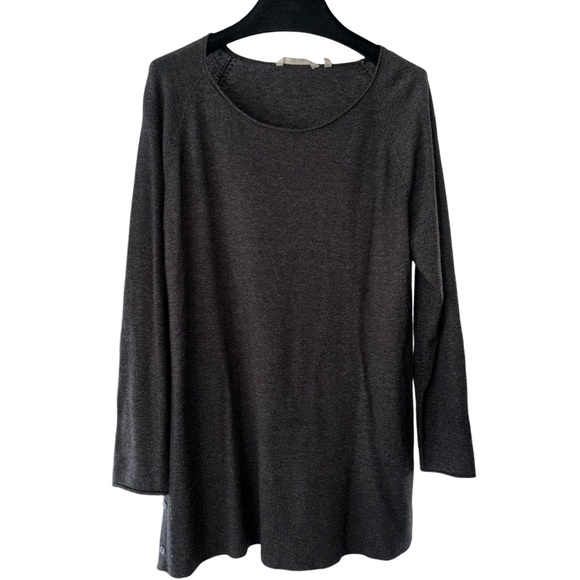 Soft Surroundings Sweaters - Soft Surroundings Button Detail Gray Long Sleeve Sweater Top Size L